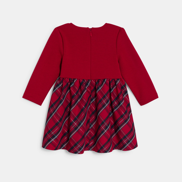 فستان حفلات بنمط مربعات باللون الأحمر للفتيات الصغيرات